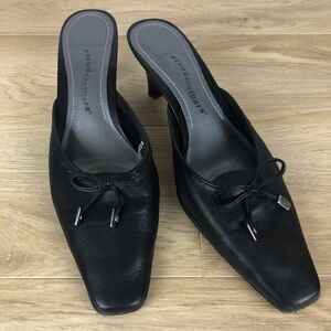 Black Leather Mule w/ Bow Detail Cloudwalker Sz 9W